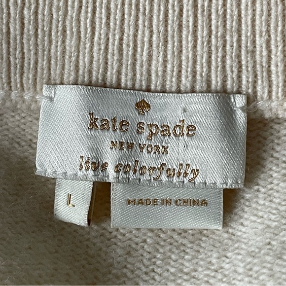 Kate Spade Wool Cream Black Bow Crewneck Sweater - 35608 - Picture 10 of 12